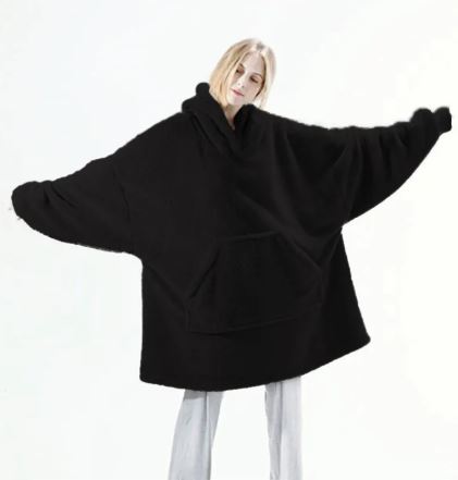 Ultra Cozy Double-Sided Fleece Wearable Blanket Hoodie with Big Pocket
