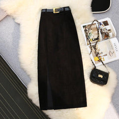 High Waist A-Line Corduroy Skirt