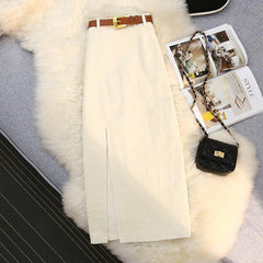 High Waist A-Line Corduroy Skirt